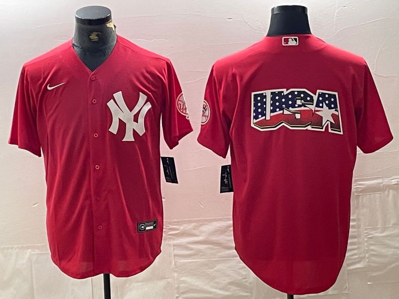 Men New York Yankees Blank Red joint name Nike 2024 MLB Jersey style 19->new york yankees->MLB Jersey